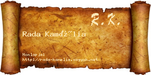 Rada Kamélia névjegykártya